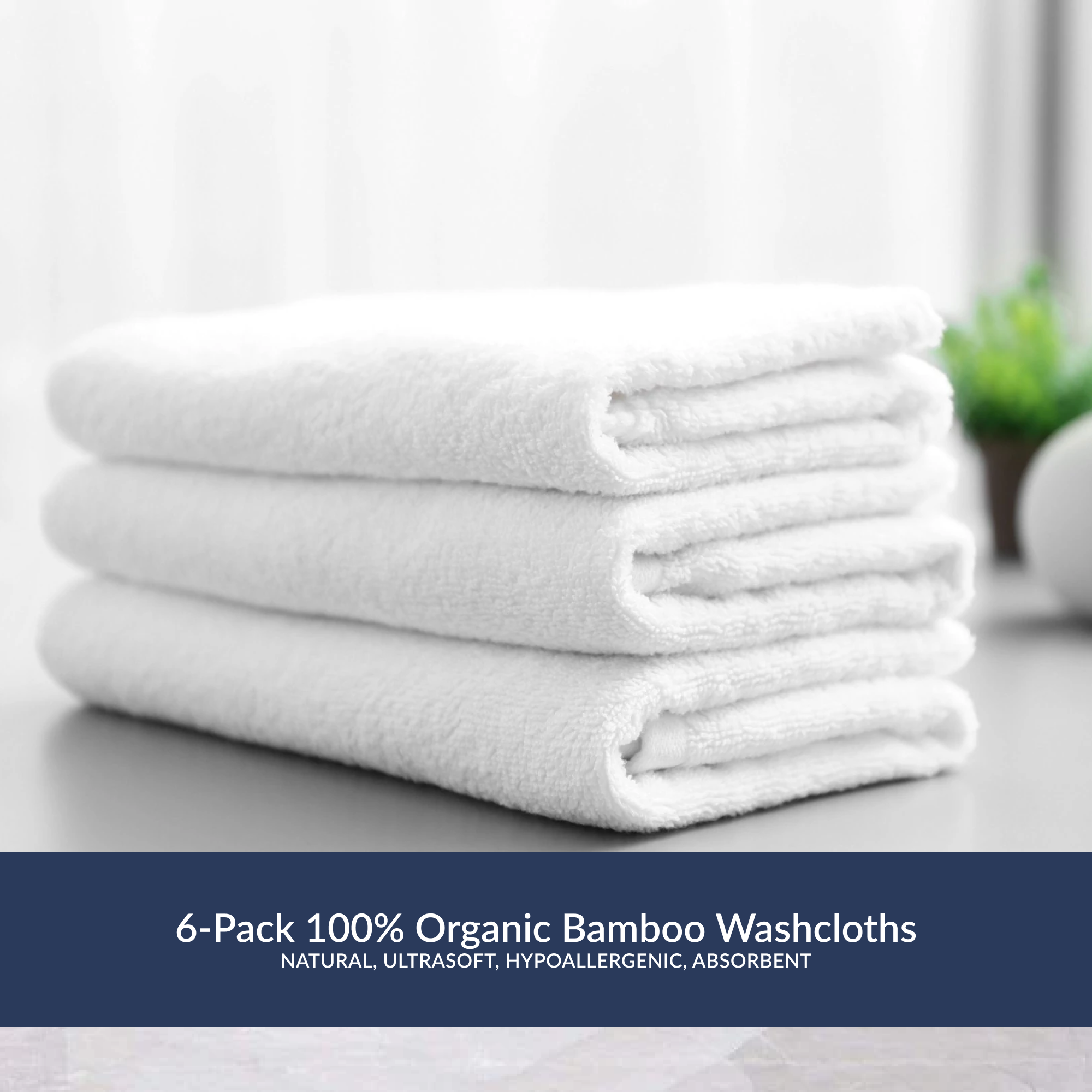 6-Pack 100% Organic Bamboo Washcloths