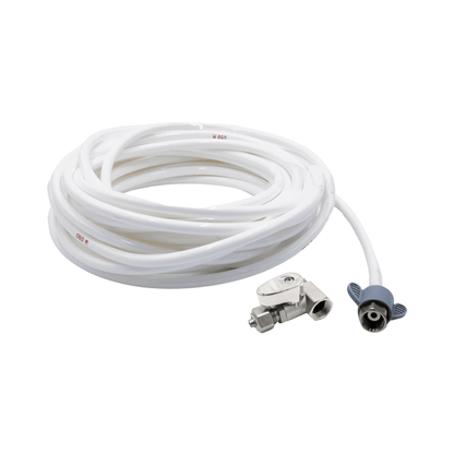 NEO Plus  Kit: Alternative Installation for 3/8" Supply Valves - 32ft Plastic Hot Water Hose with 3/8" Metal T-Adapter