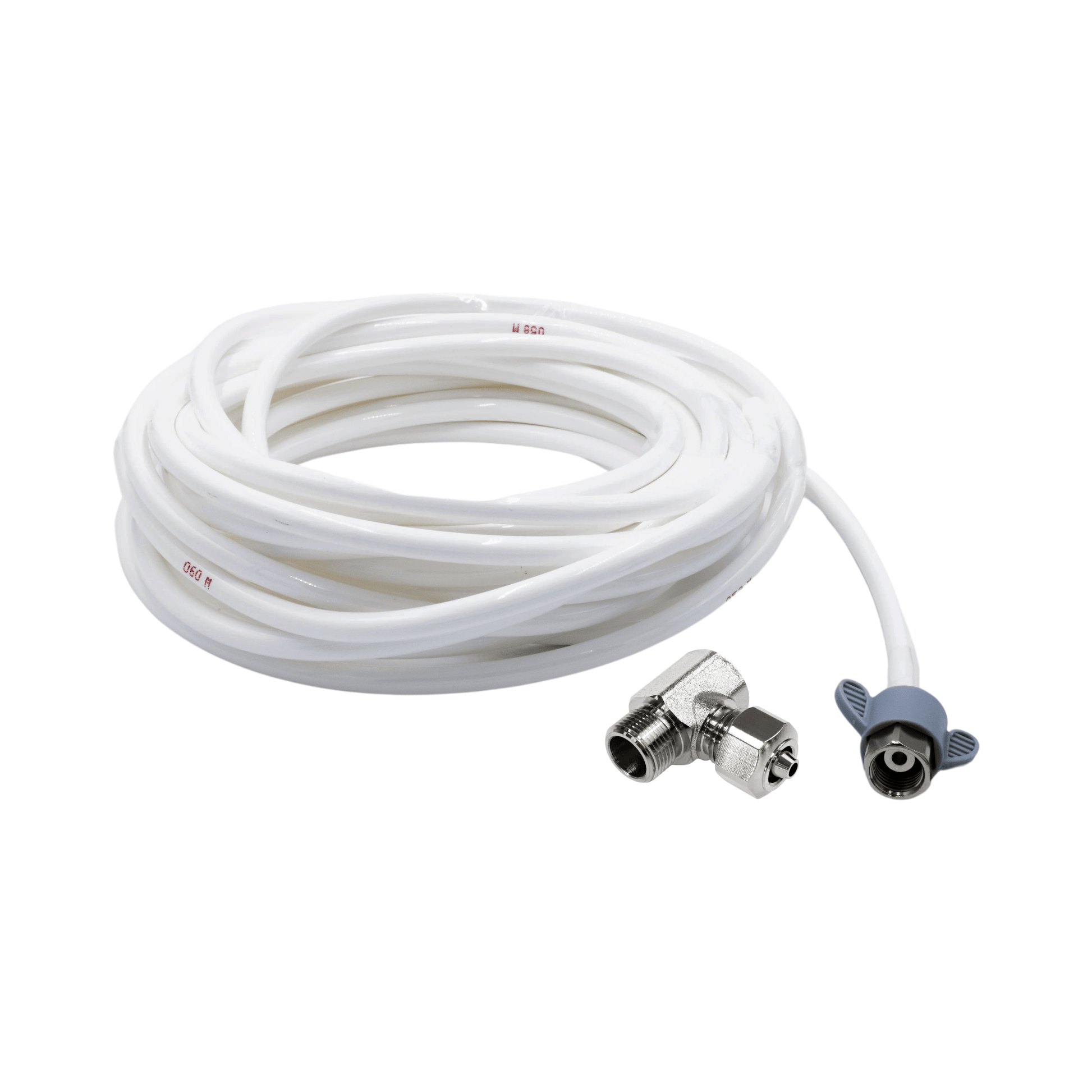 NEO Plus Kit: Alternative Installation for 3/8" Supply Valves- 32ft Plastic Hot Water Hose with 3/8" Metal Shut-off T-Adapter