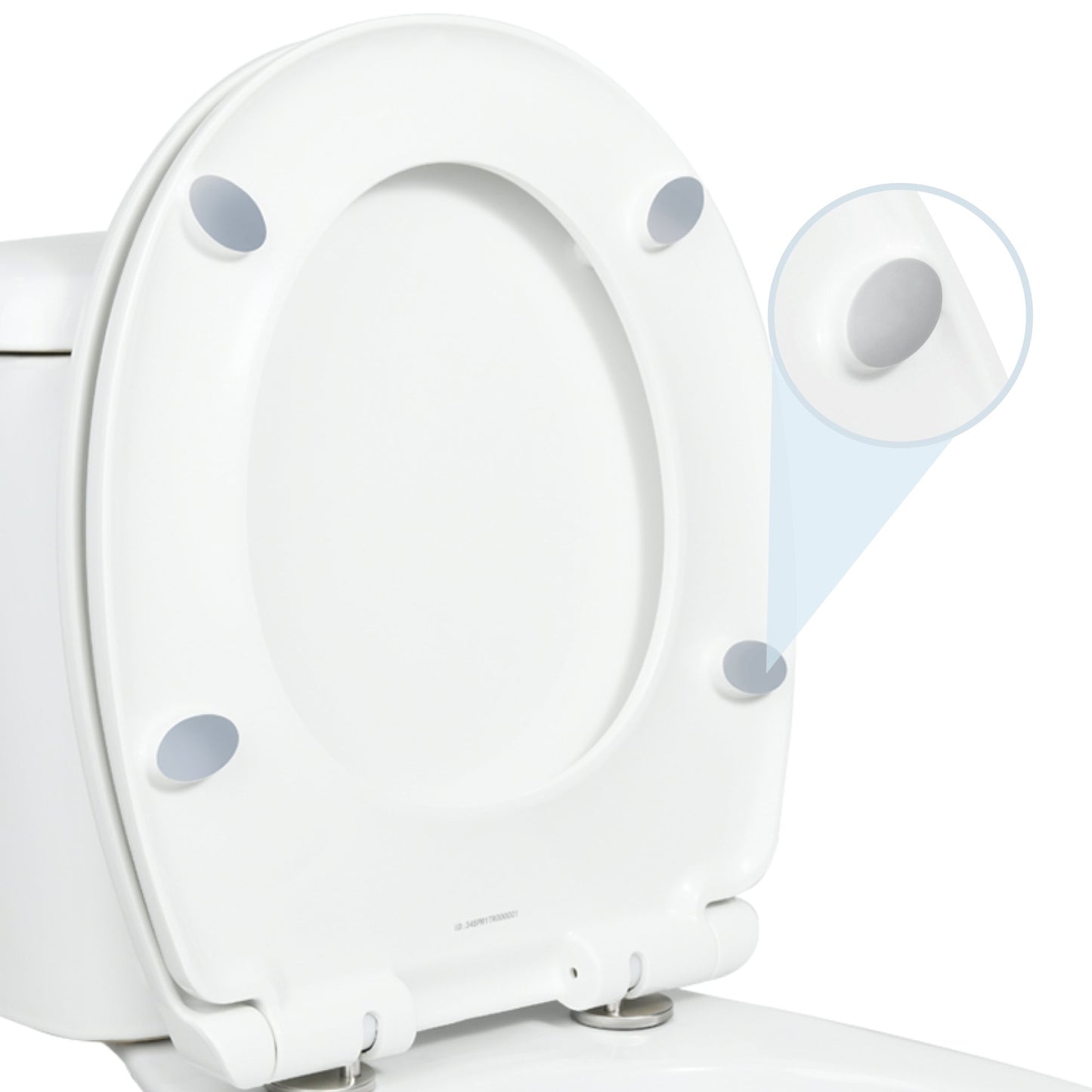 LUXE Comfort Fit Toilet Seat includes non-slip bumpers