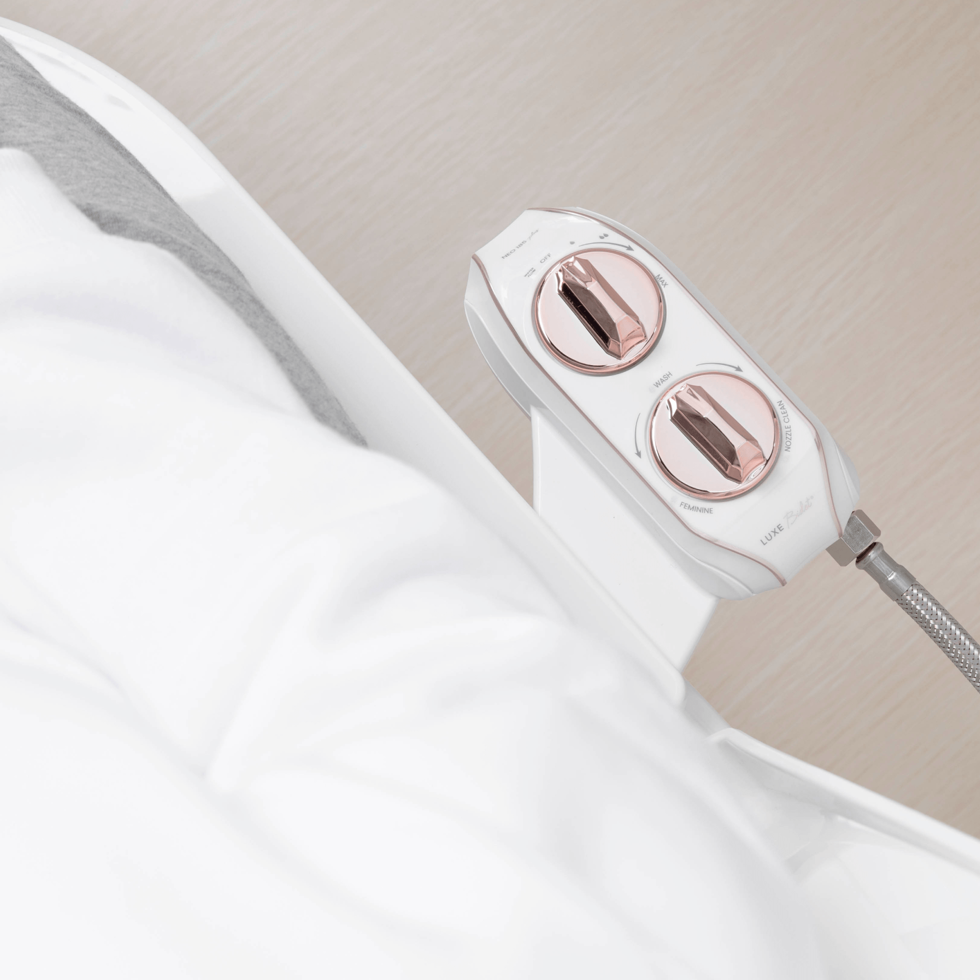 NEO 185 Plus Rose Gold from perspective of user on toilet