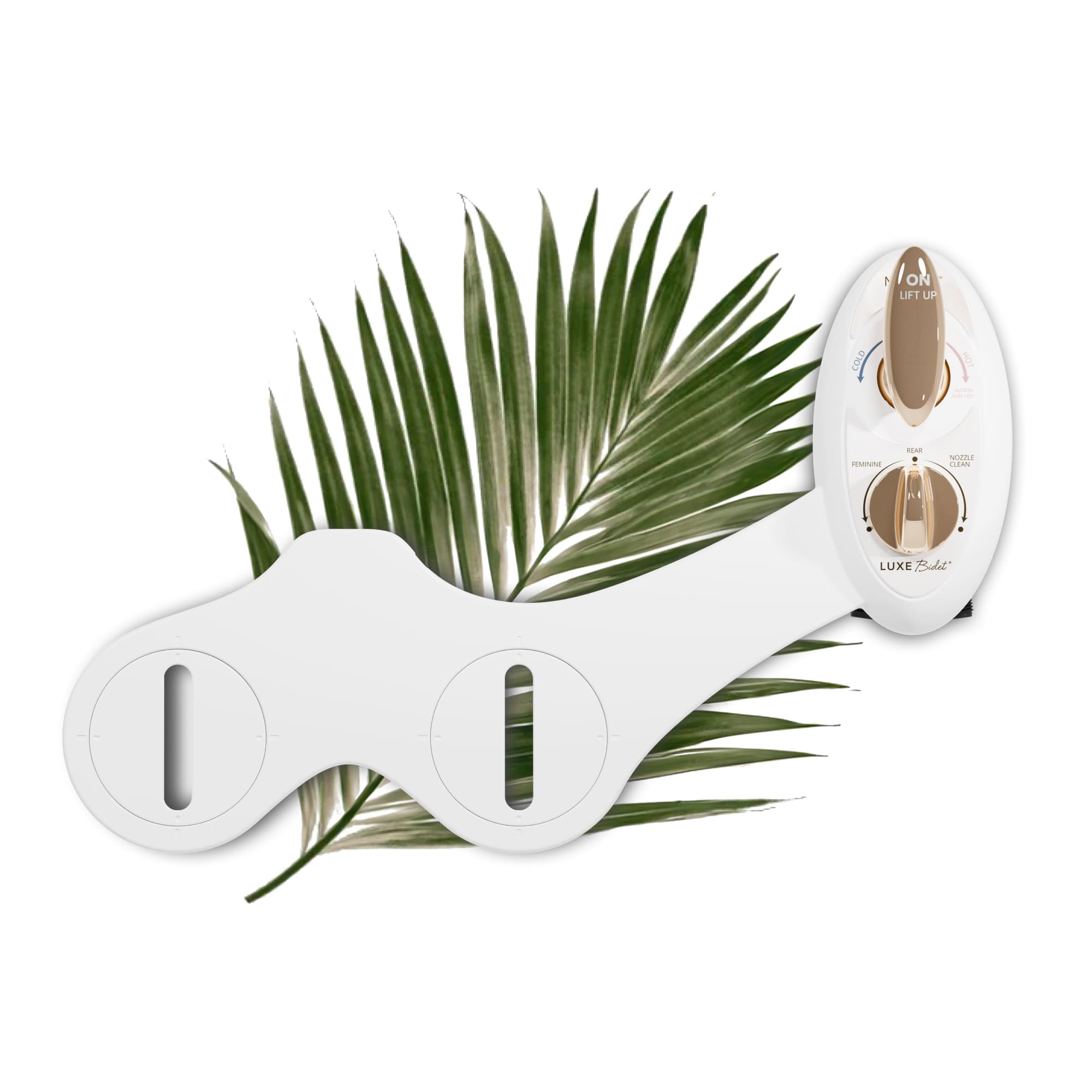 NEO 320 Gold bidet body shown with a leaf background