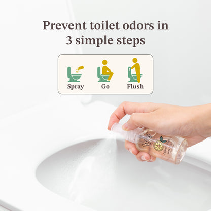 Prevent toilet odors in 3 simple steps: spray, go, flush.