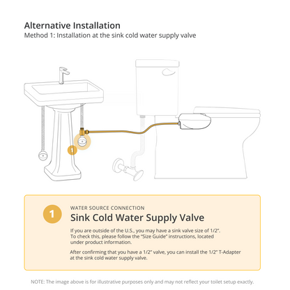 NEO Accessory Kit: Alternative Installation for 1/2" Supply Valves, Regular T-Adapter