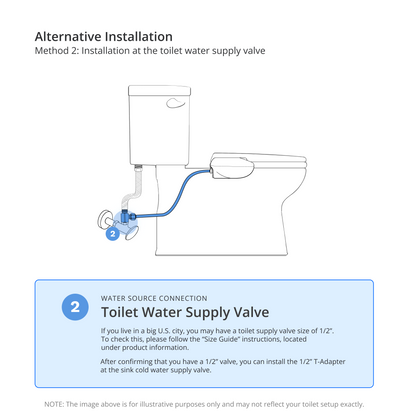 NEO Accessory Kit: Alternative Installation for 1/2" Supply Valves, Regular T-Adapter