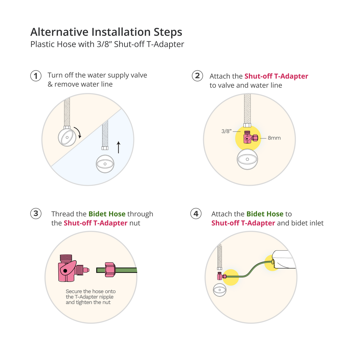 NEO Plus Accessory Kit: Alternative Installation for 3/8" Supply Valves, Shut-off T-Adapter