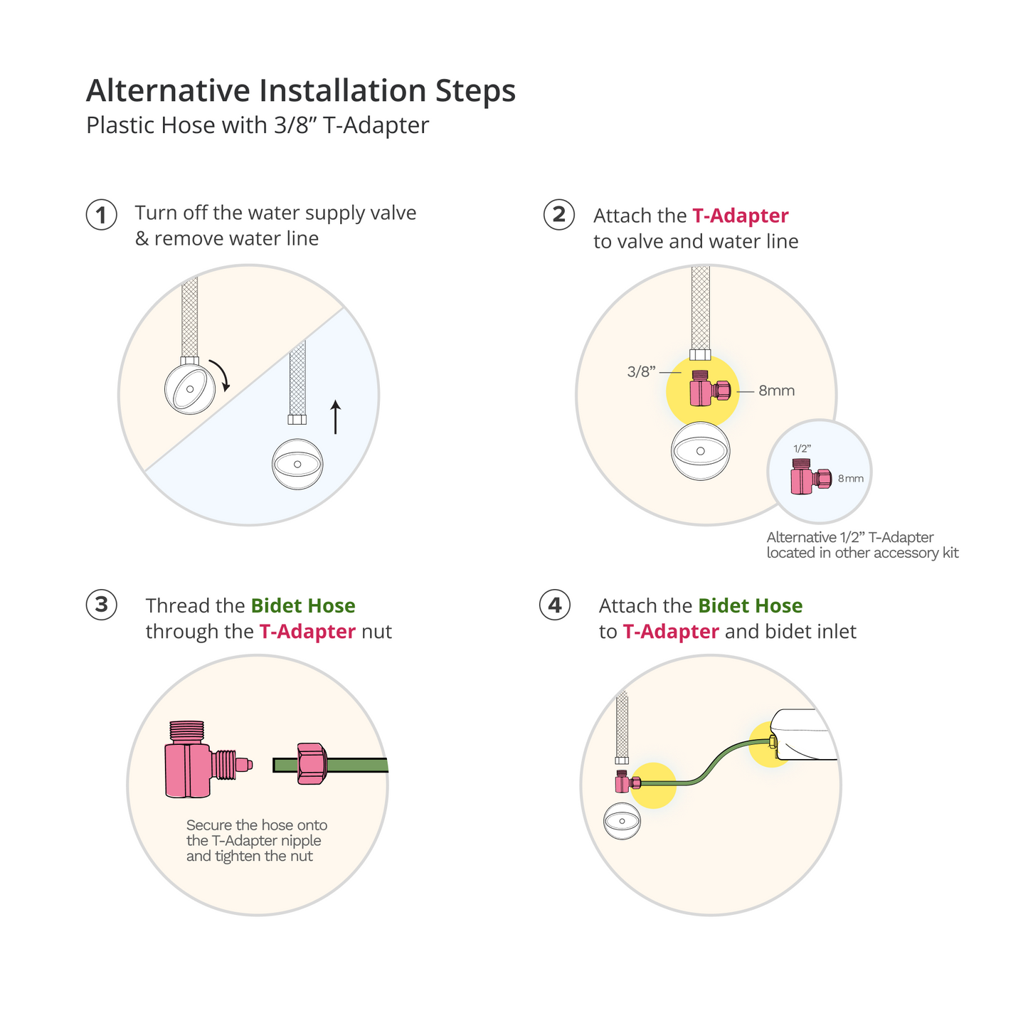 NEO Accessory Kit: Alternative Installation for 3/8" Supply Valves, Regular T-Adapter