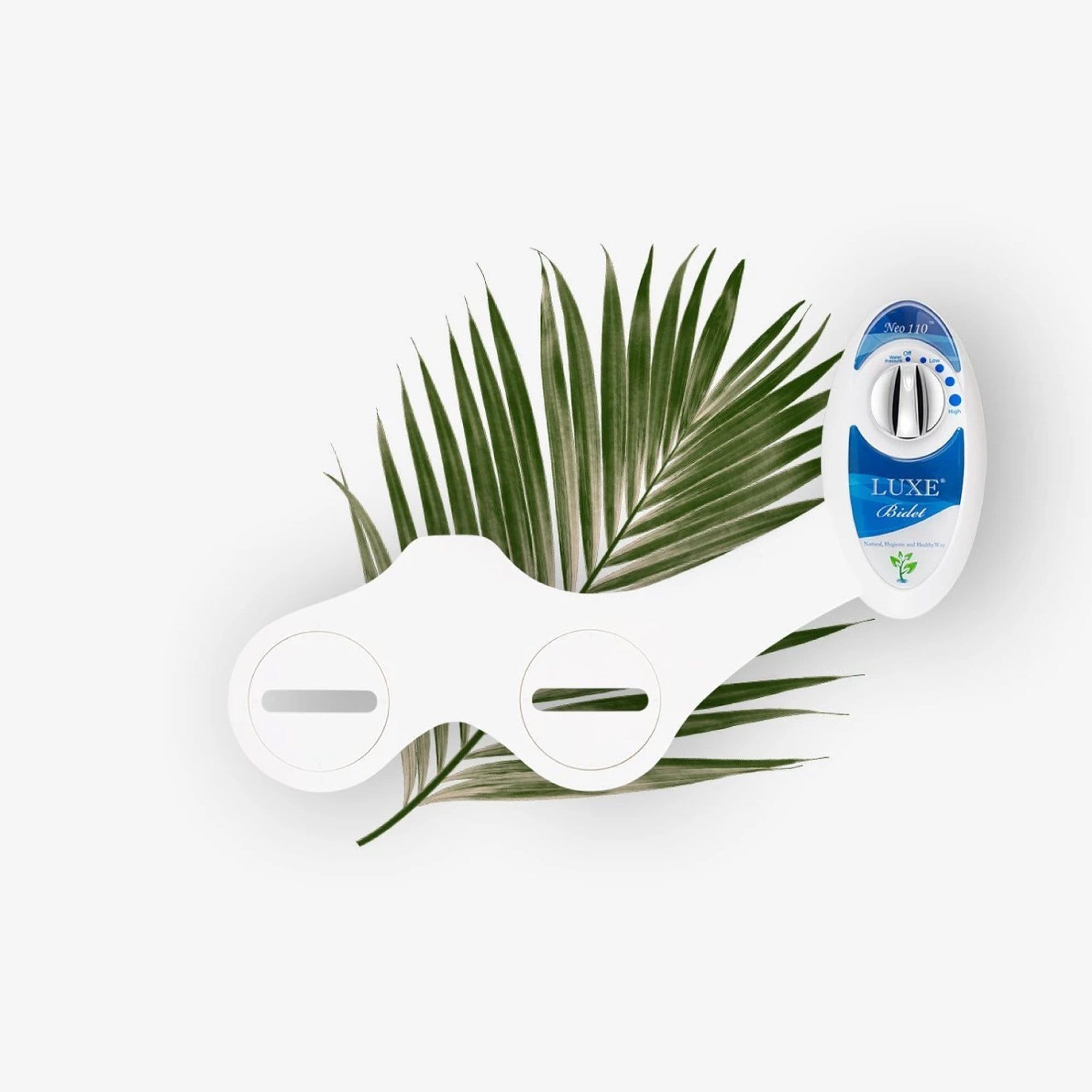 NEO 110: Imperfect Packaging - NEO 110 Blue bidet body shown with a leaf background
