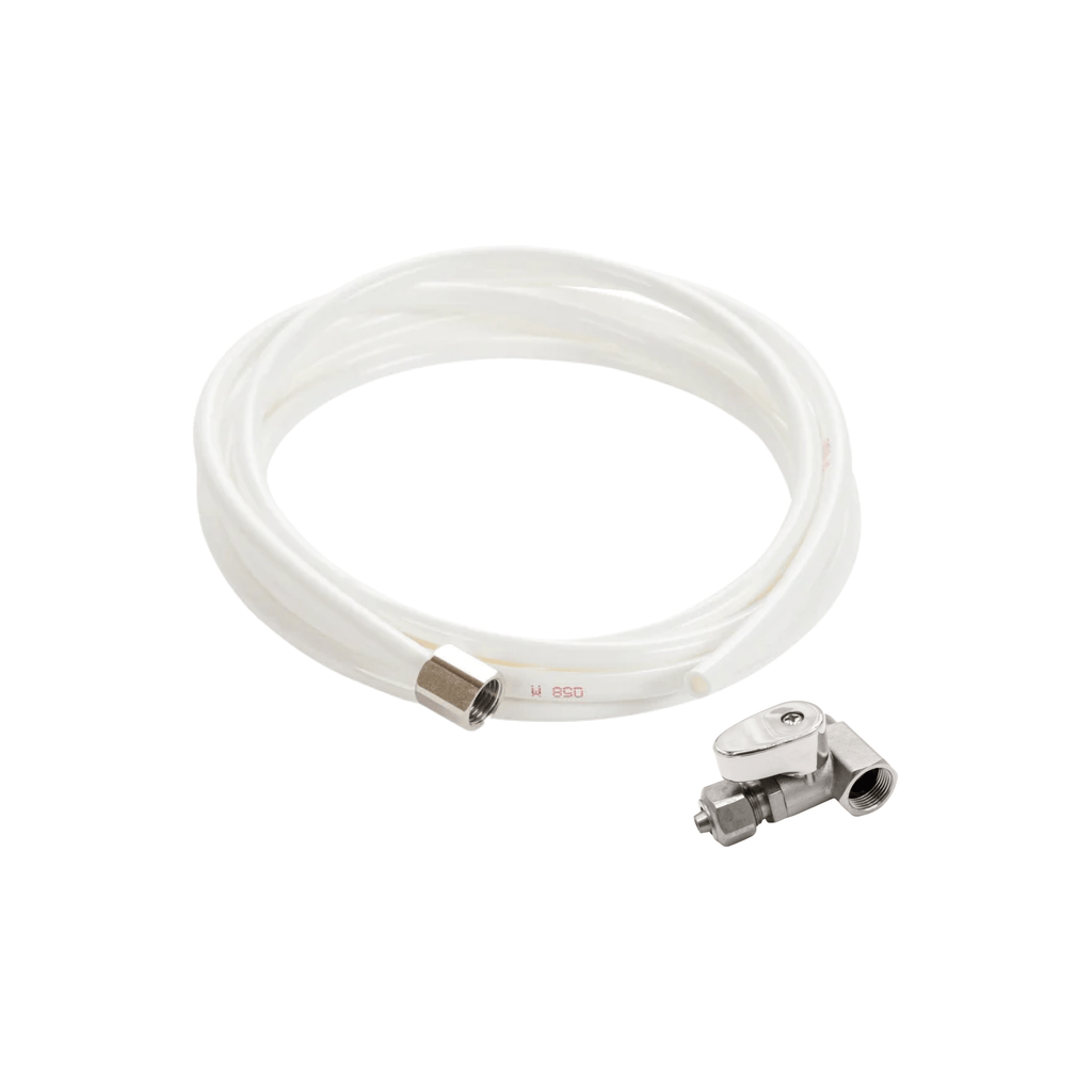 NEO Plus Kit: Alternative Installation for 3/8" Supply Valves - 10ft Plastic Hot Water Hose with 3/8" Metal T-Adapter