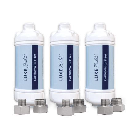 LUXE Bidet 4-in-1 Filtration Water Filter with 3/8" Metal Converters, 3-Pack