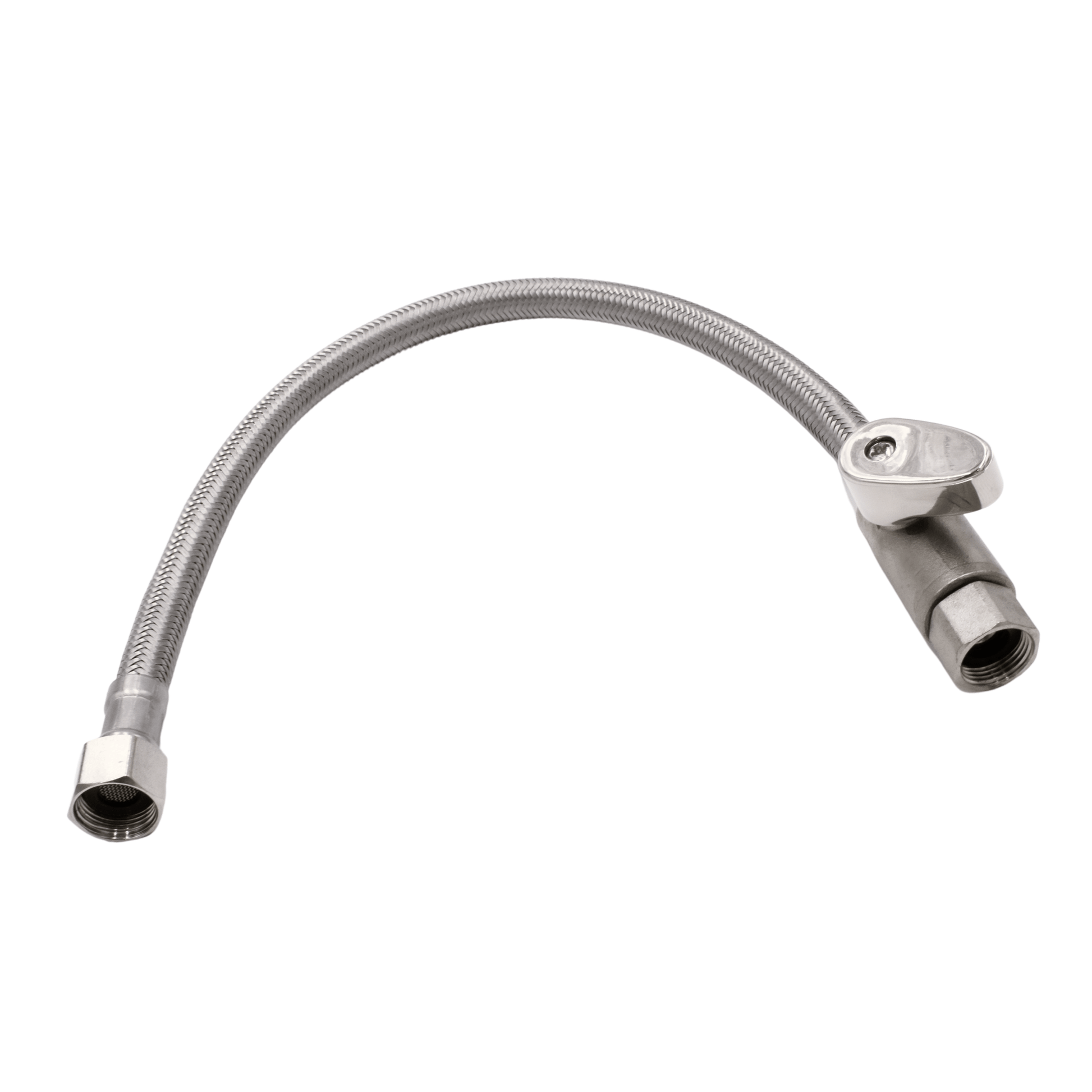 Cold Water, Teardrop shaped, Nickel, Shut-Off Hose with ball-valve