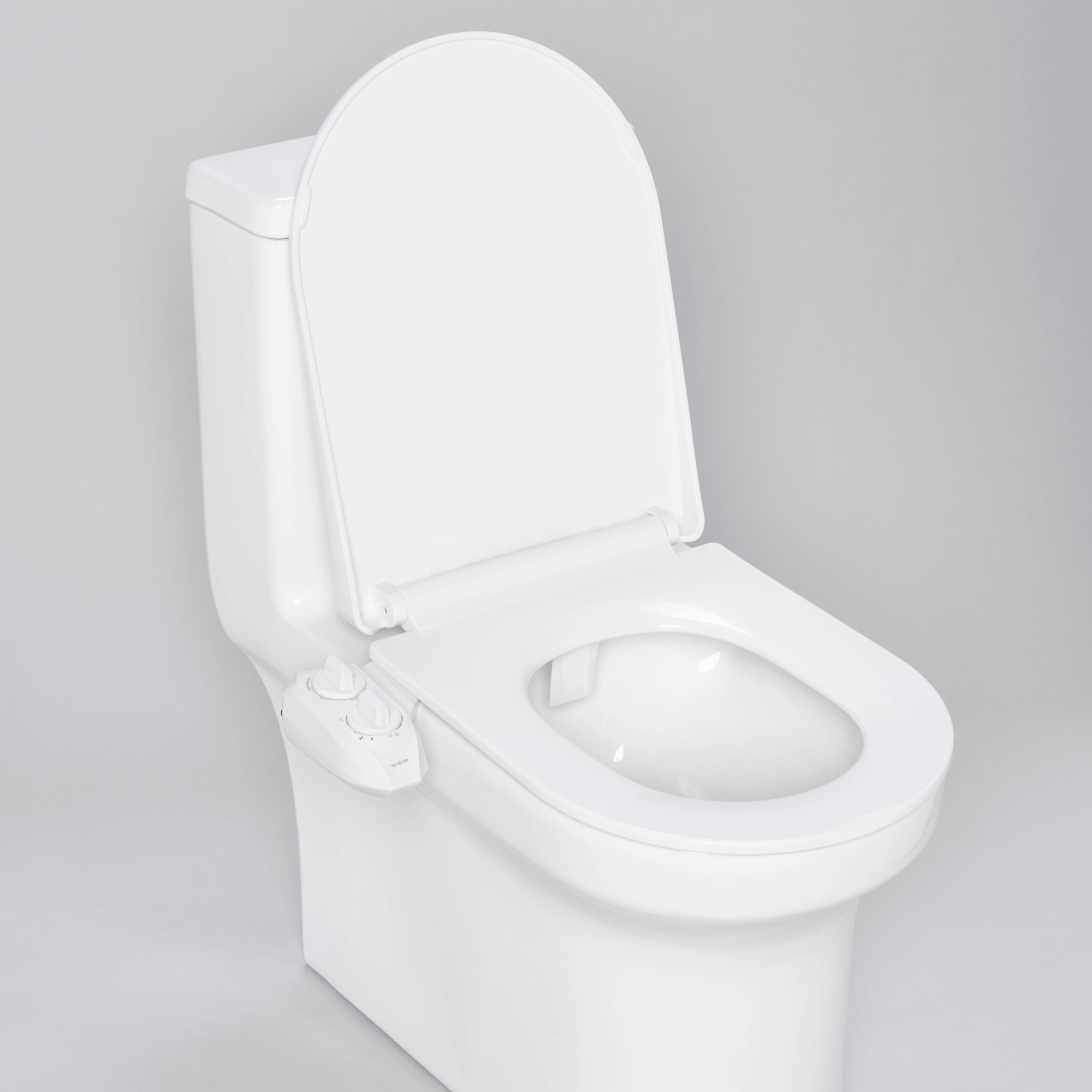 NEO 120 Plus: Imperfect Packaging - NEO 120 Plus White installed on a modern toilet, with lid open