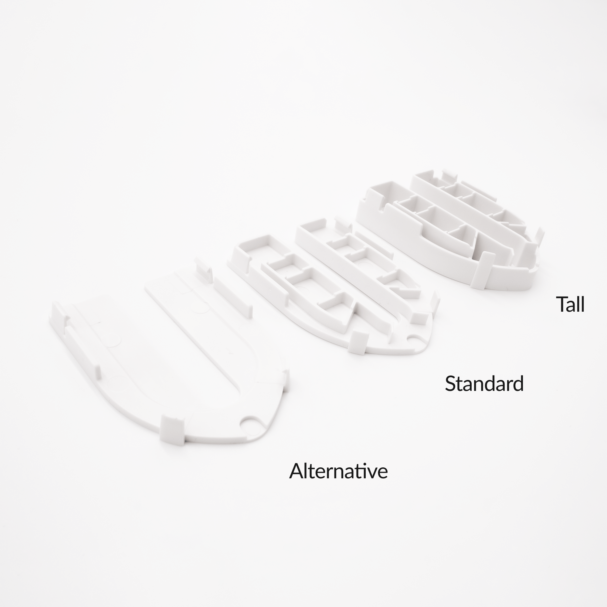 Compare the three hinges covers: Alternative (for LUXE Toilet Seat), Standard, and Tall (for access to EZ-Lift feature), side