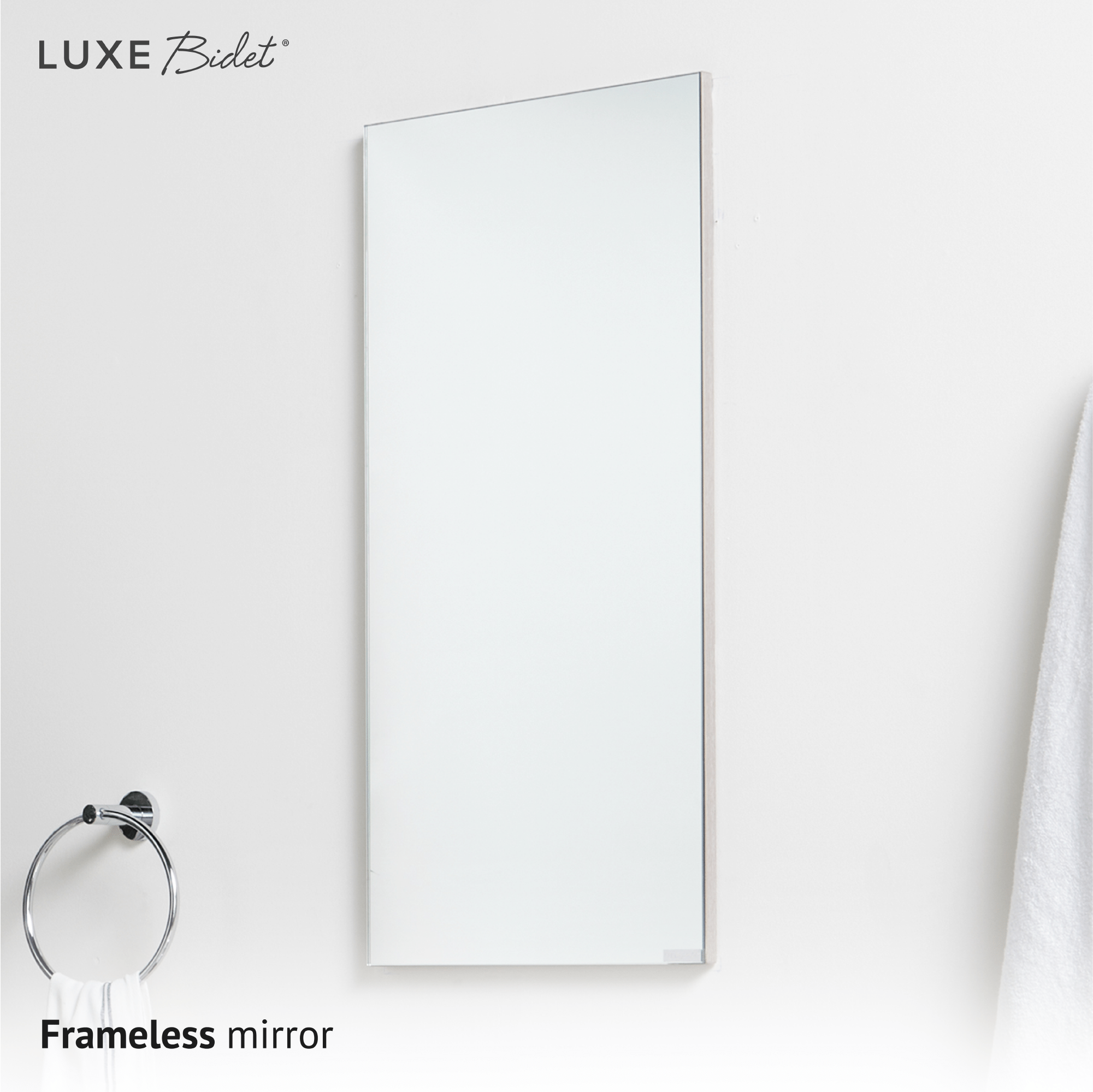 Eleni Bathroom Vanity Set has a large frameless mirror