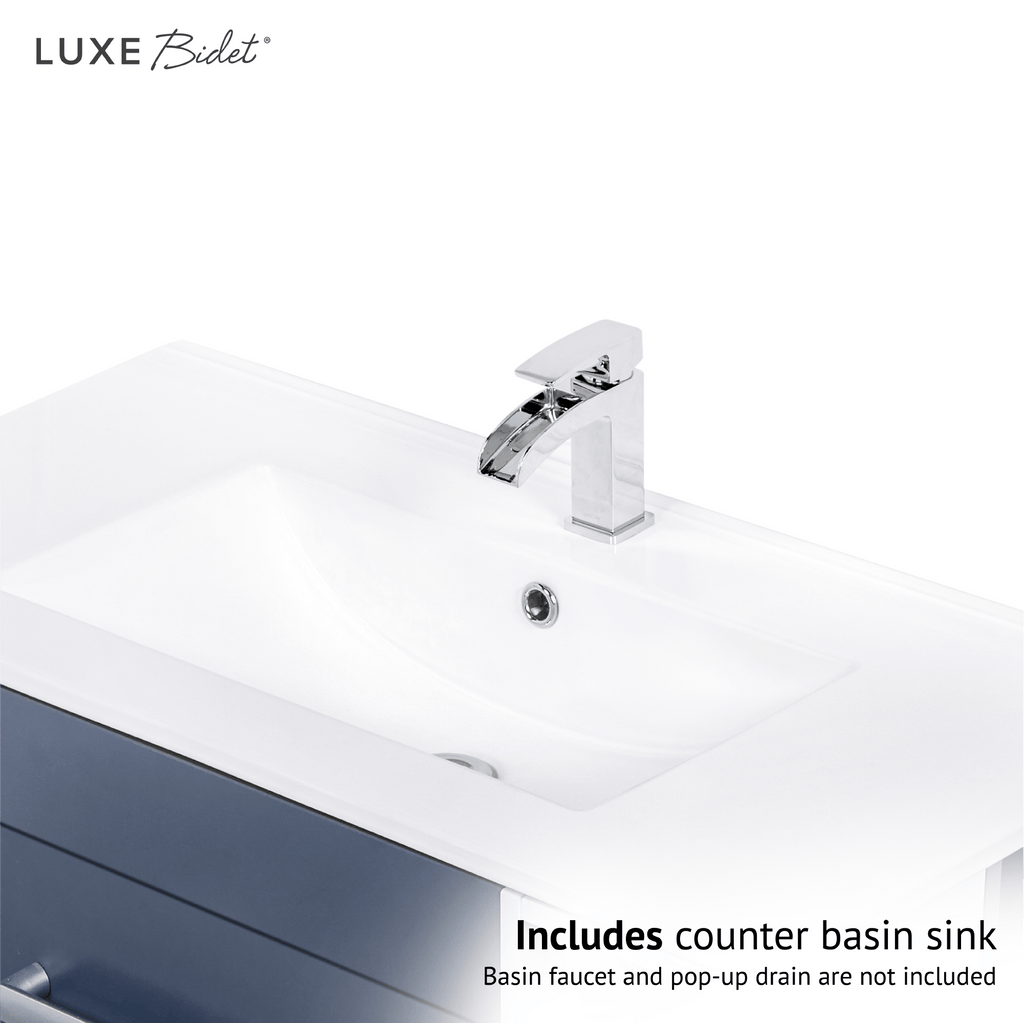 Kyro Bathroom Vanity Set includes counter basin sink, basin faucet and pop-up drain are not included