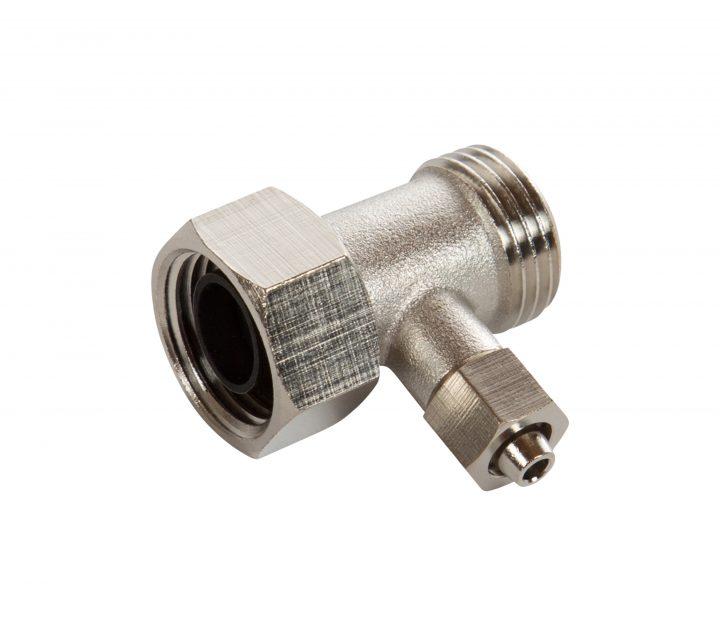 Metal T-Adapter 1/2" Hot Water Metal T-Adapter, angled view