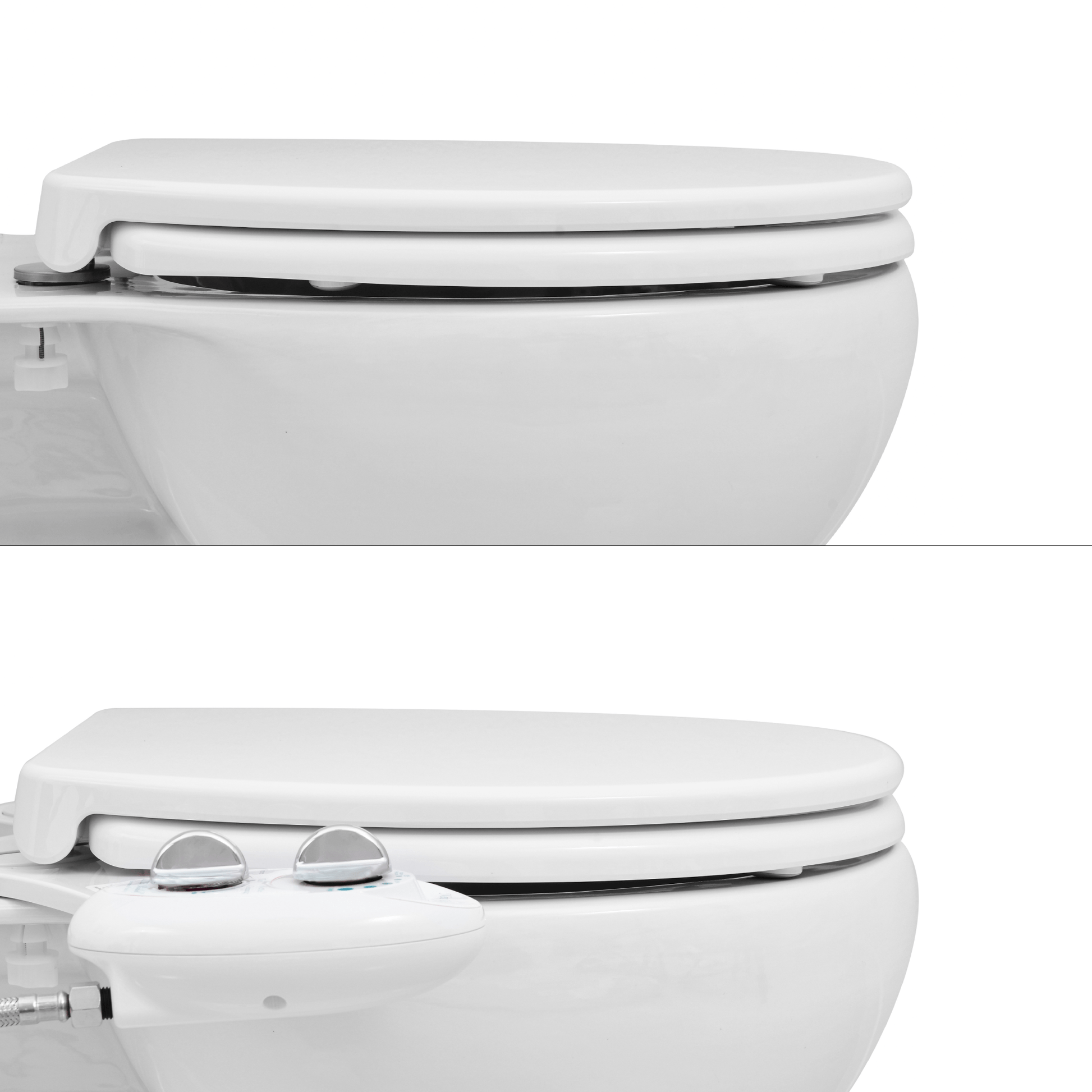LUXE Comfort Fit Toilet Seat can be installed with and without a bidet for the perfect fit