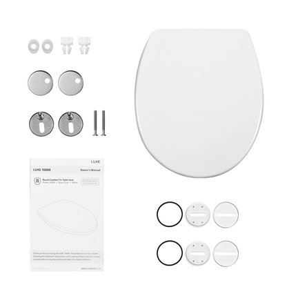LUXE Comfort Fit Toilet Seat parts, see "What's in the Box" for information