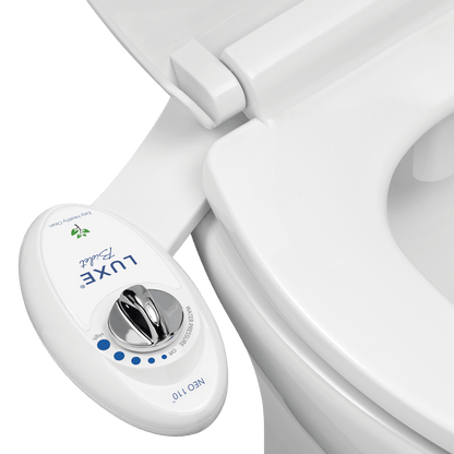 NEO 110 White installed on a toilet, open lid