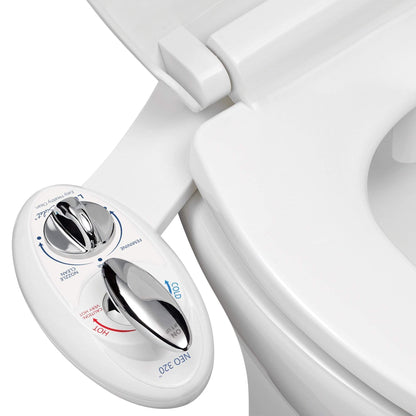 NEO 320 White installed on a toilet, open lid